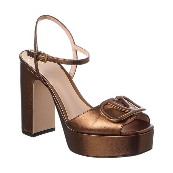 Valentino Vlogo 115 Leather Platform Sandal Gold